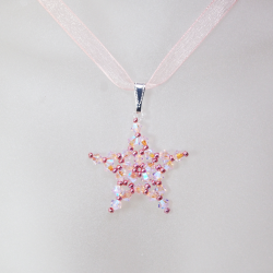 Pendant 45cm - Virgo-Salmon Organza - Pendant 45cm - Laiton argenté